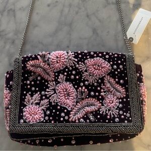 ✨NWT - Anthropologie Burgandy and Pink Embellished Beaded Clutch / Purse✨
